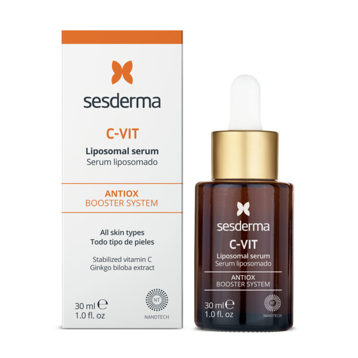 SESDERMA - C-Vit Liposomal Serum outer package with glass serum pipette bottle